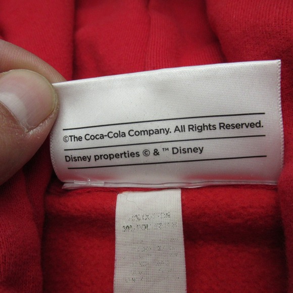Vintage Walt Disney x Coca-Cola‎ Hoodie Unisex Small Red Fleece Collectible RARE - Picture 9 of 14